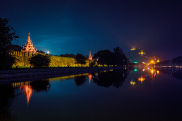 Fototapeta na wymiar The royal palace of Mandalay in Myanmar