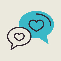 Speech bubbles heart icon. Happy Valentines Day