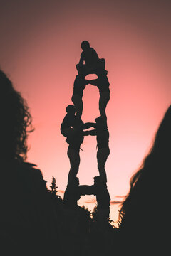 silhouette of catalan castells