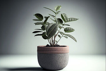 plant in a flowerpot without background. Perfect decoration for your home. Generative AI