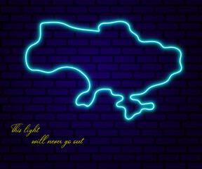 Map of Ukraine in neon on the wall