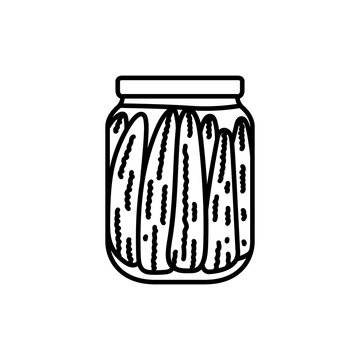 Pickled corn in a jar color line icon.