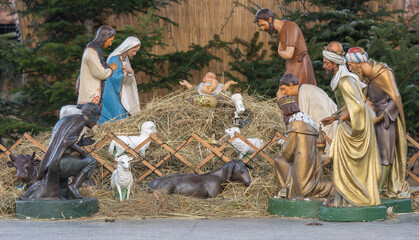 Fototapeta na wymiar Christmas nativity historical manger scene