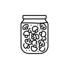 Pickled mushrooms in a jar color line icon.