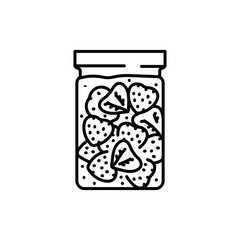 Pickled strawberries in a jar color line icon.