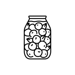 Pickled tomatoes in a jar color line icon.