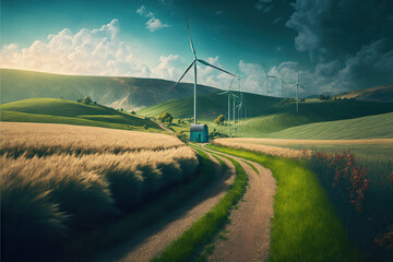 Fototapeta na wymiar wind farm in a rural area