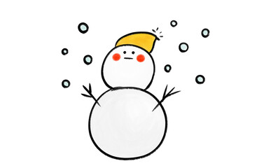 絵本にでてきそうな雪だるまのイラスト