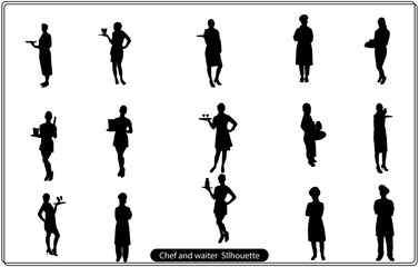 PSet Of Restaurant Professions Silhouettes. Vector Image
