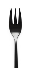New black dessert fork isolated on white, top view
