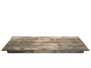 Empty wooden table top isolated dark wooden surface