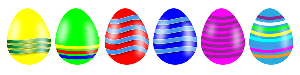 Ostereier Banner mit Muster gestreift rot blau grün gelb gold silber lila freigestellt  Hintergrund transparent