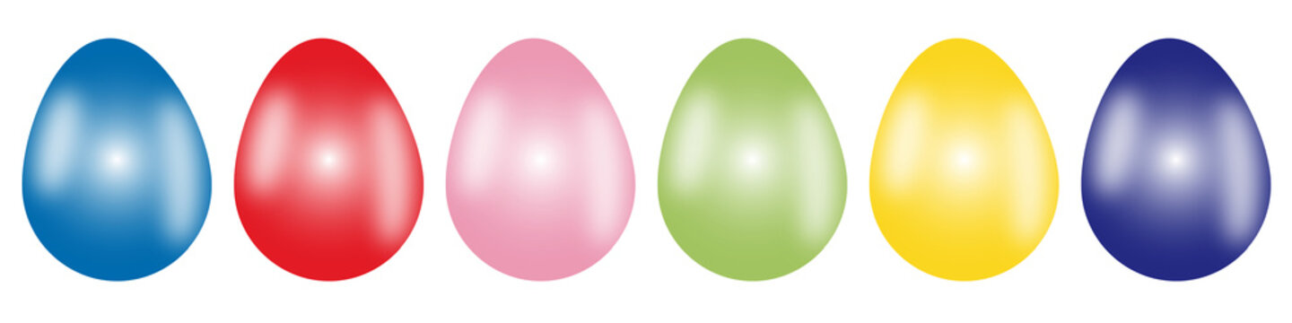 Ostereier Banner mit Muster gestreift rot blau gr&uuml;n gelb gold silber lila freigestellt  Hintergrund transparent