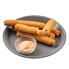 Plate of fried cheese sticks appetizer