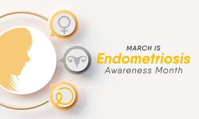Endometriosis awareness month is observed every year in March, is a painful condition where endometrial tissue grows outside the uterus. 3D Rendering