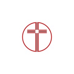Christian Cross line circle icon logo isolated on white background