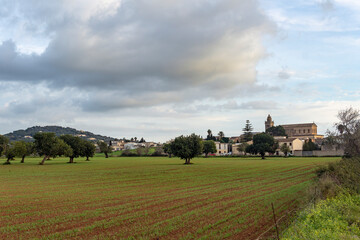 Obraz premium Mallorcan village of Ca's Concos at sunset