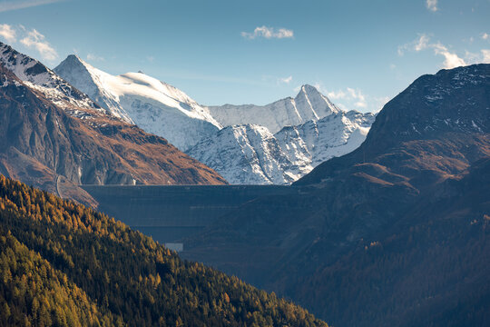 Mont Blanc behind Grande Dixence dam