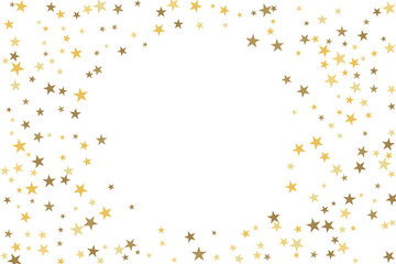 Star confetti. Gold casual confetti background. Bright design pattern.