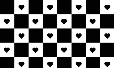 Black and white love grid wallpaper background pattern