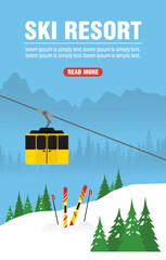 Ski resort. Winter web banner concept design flat