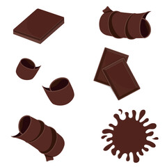 Large chocolate bar without packaging, color isolated vector illustration in cartoon style