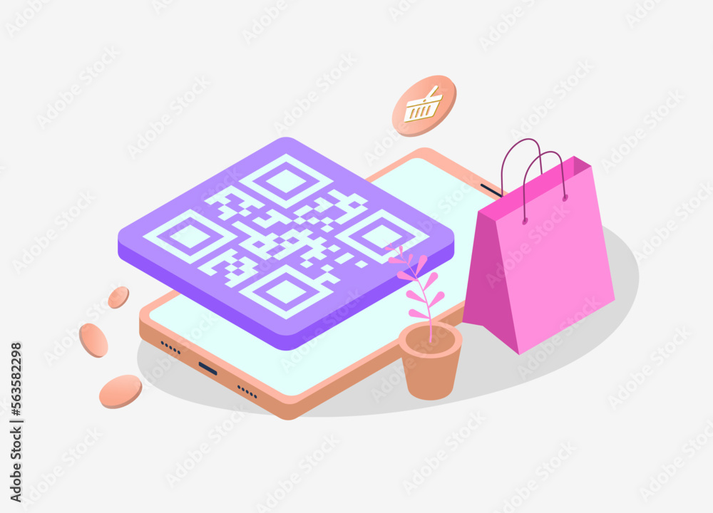 Poster qr code payment - a contactless and cashless method of paying by scanning a qr code with a mobile sm