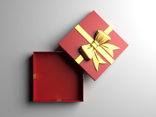 Gift box with golden bow ribbon