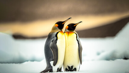  Loving couple of king penguins. digital art, generative ai