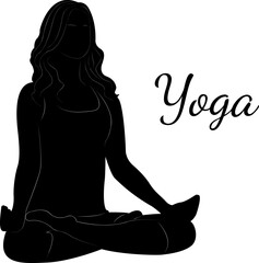 Yoga. Lotus pose. Yoga pose for relaxation and meditation. Silhouettes of a woman.