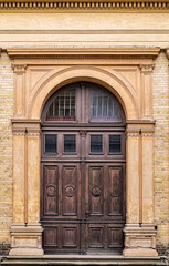 Carved wooden old door	