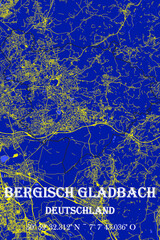 Abstrakte minimalistische Stadtkarte Bergisch Gladbach