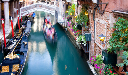 Venice moving gondolas