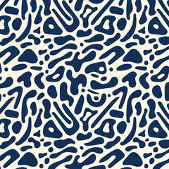 Hand drawn blue shape vector pattern
