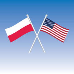 Poland and USA flags crossed. Vector illustration