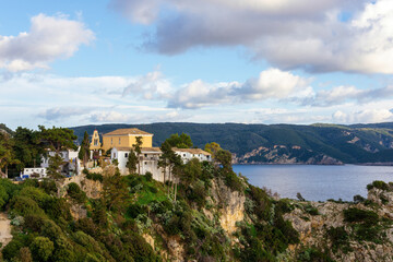 Fototapeta na wymiar View of Monastry in Palaiokastritsa, town in Corfu, Greece