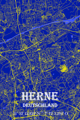Dunkelblaue minimalistische Stadtkarte Herne
