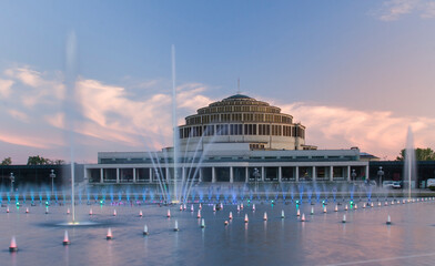 Multimedia fountain near Centennial Hall, Wrocław.
