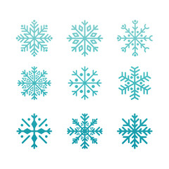 Naklejka na ściany i meble Free vector snowflake icon set in blue gradient with white background