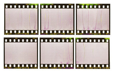 souped 35mm negative film strips, real scan of empty film material with scanning light...