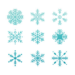 Naklejka na ściany i meble Free vector snowflake icon set in blue gradient with white background