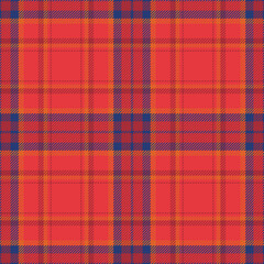 Plaid seamless pattern in red. Check fabric texture. Vector textile print.