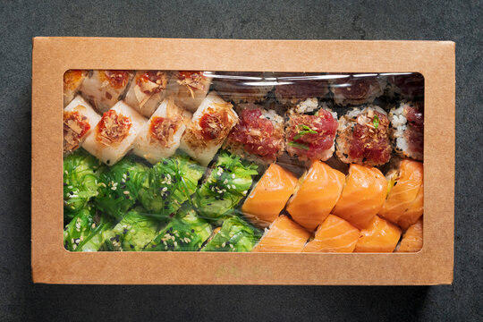tasty sushi in the box