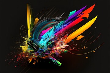Abstract Neon Glow Stick Party Artwork