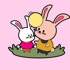 Obraz na płótnie Canvas kawaii cartoon bunny sticker 