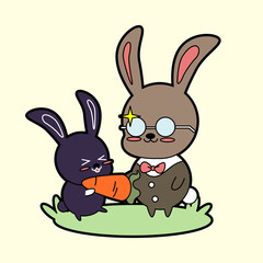 Obraz premium kawaii cartoon bunny sticker 