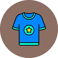 Tshirt Multicolor Circle Filled Line Icon