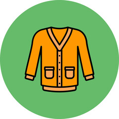 Cardigan Multicolor Circle Filled Line Icon