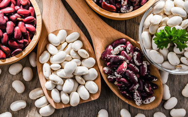 Composition with dried beans on the table