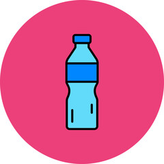 Water Bottle Multicolor Circle Filled Line Icon